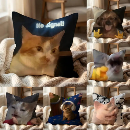 Popular Emoticons Animals Cushion Cover Multi-Scene Pillow Cover for Home & Car - Reversible, Soft & Durable for Daily Use