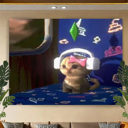 Pink Heart Tapestry Girly Living Room, Bedroom, Live Broadcast Room Decoration, Soft Wall Background Fabric