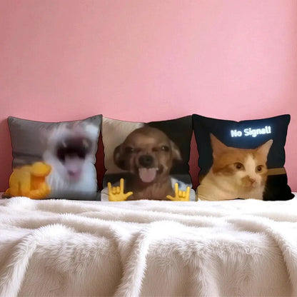 Popular Emoticons Animals Cushion Cover Multi-Scene Pillow Cover for Home & Car - Reversible, Soft & Durable for Daily Use