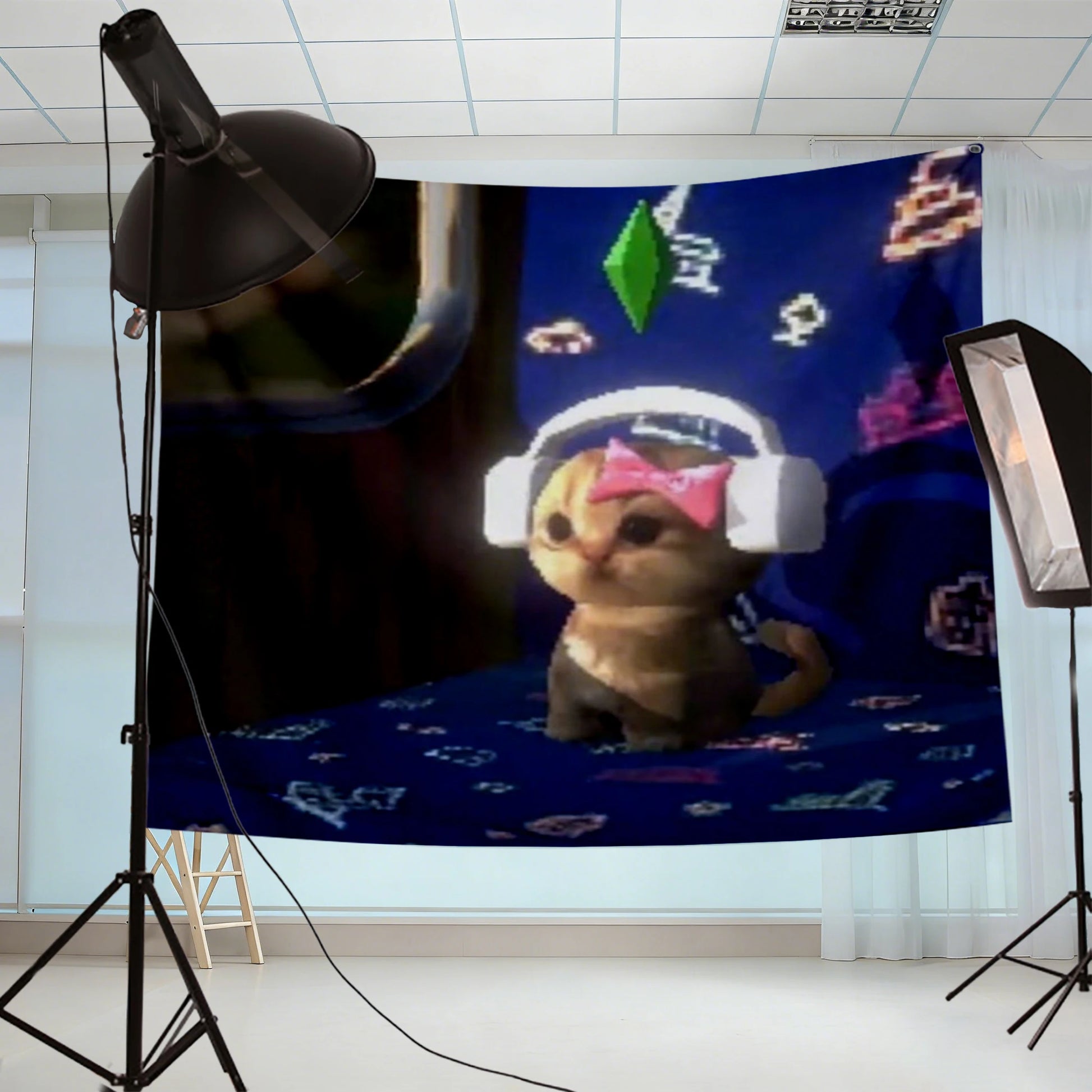 Pink Heart Tapestry Girly Living Room, Bedroom, Live Broadcast Room Decoration, Soft Wall Background Fabric