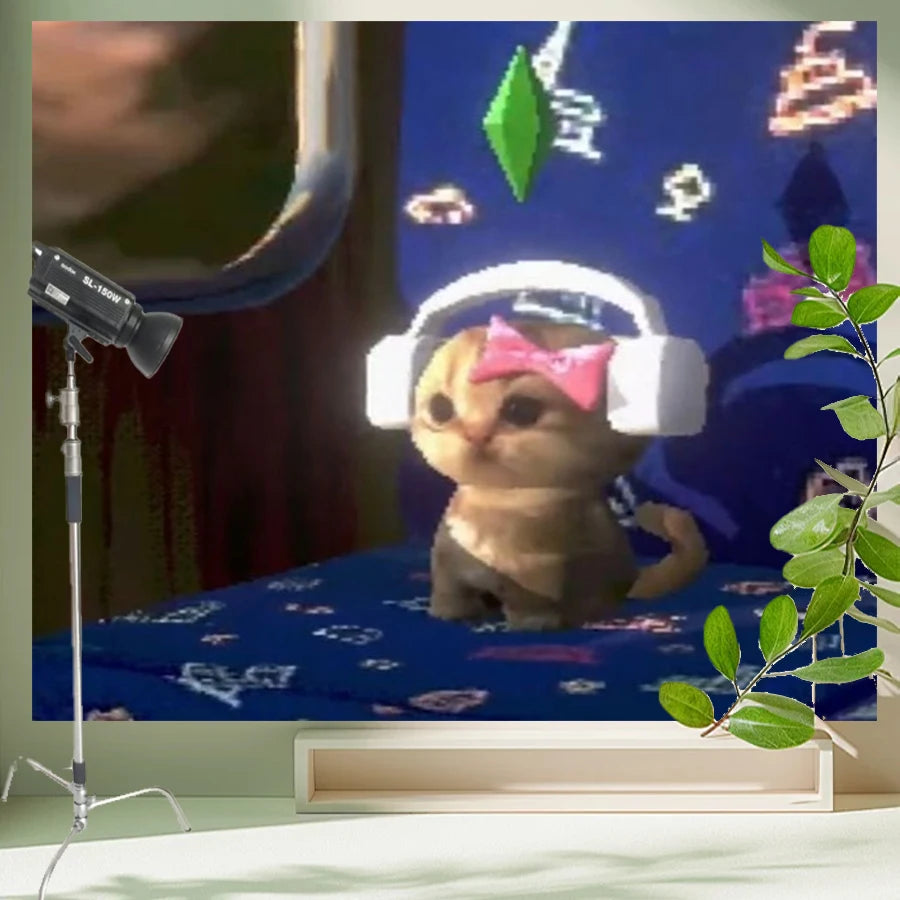 Pink Heart Tapestry Girly Living Room, Bedroom, Live Broadcast Room Decoration, Soft Wall Background Fabric