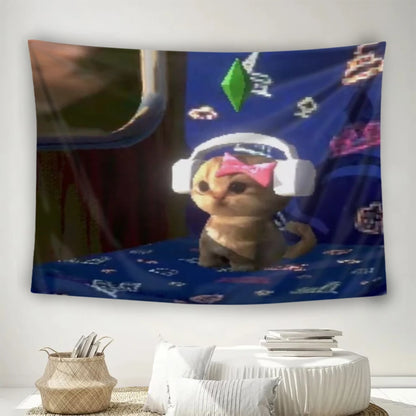 Pink Heart Tapestry Girly Living Room, Bedroom, Live Broadcast Room Decoration, Soft Wall Background Fabric